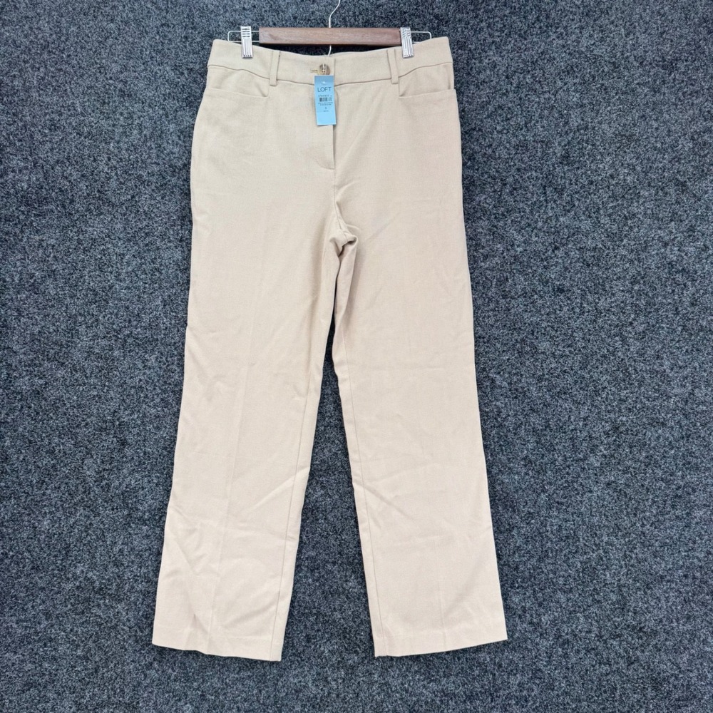 Loft The Parker Straight Leg Pants Beige High Rise Petite 8P New